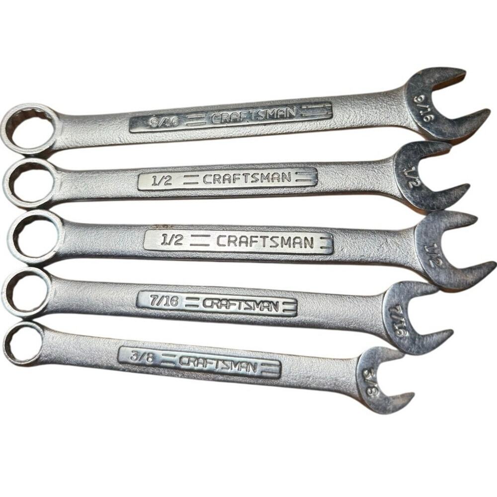 Vintage Craftsman USA 5 Pc SAE Raised Panel Wrench Set 3/8-9/16 V & VV Series